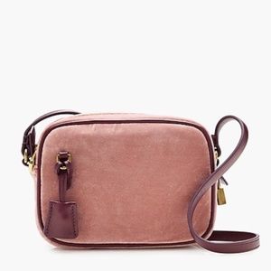 NWT J. Crew Velvet Signet Crossbody Bag - Blush